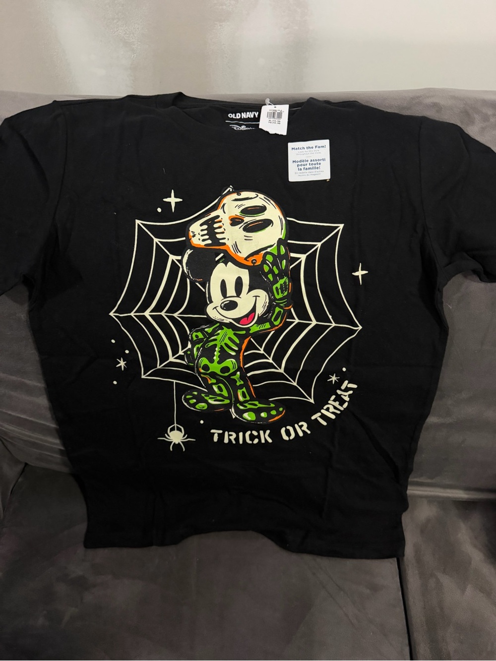 NEW Old Navy Kids Black Halloween Mickey Mouse 'Trick or Treat' Costume Tee